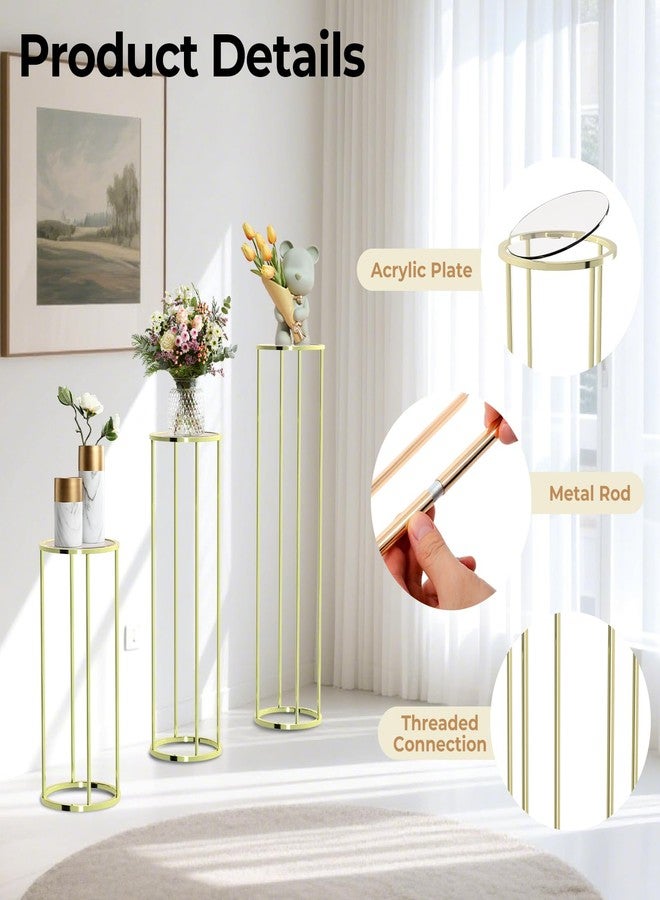 FAHKNS 3PCS Metal Cylinder Pedestal Stand for Party Display Columns Pedestal Stand Cylinder Tables for Weddings Party Birthday Festival Decorations - Image 3
